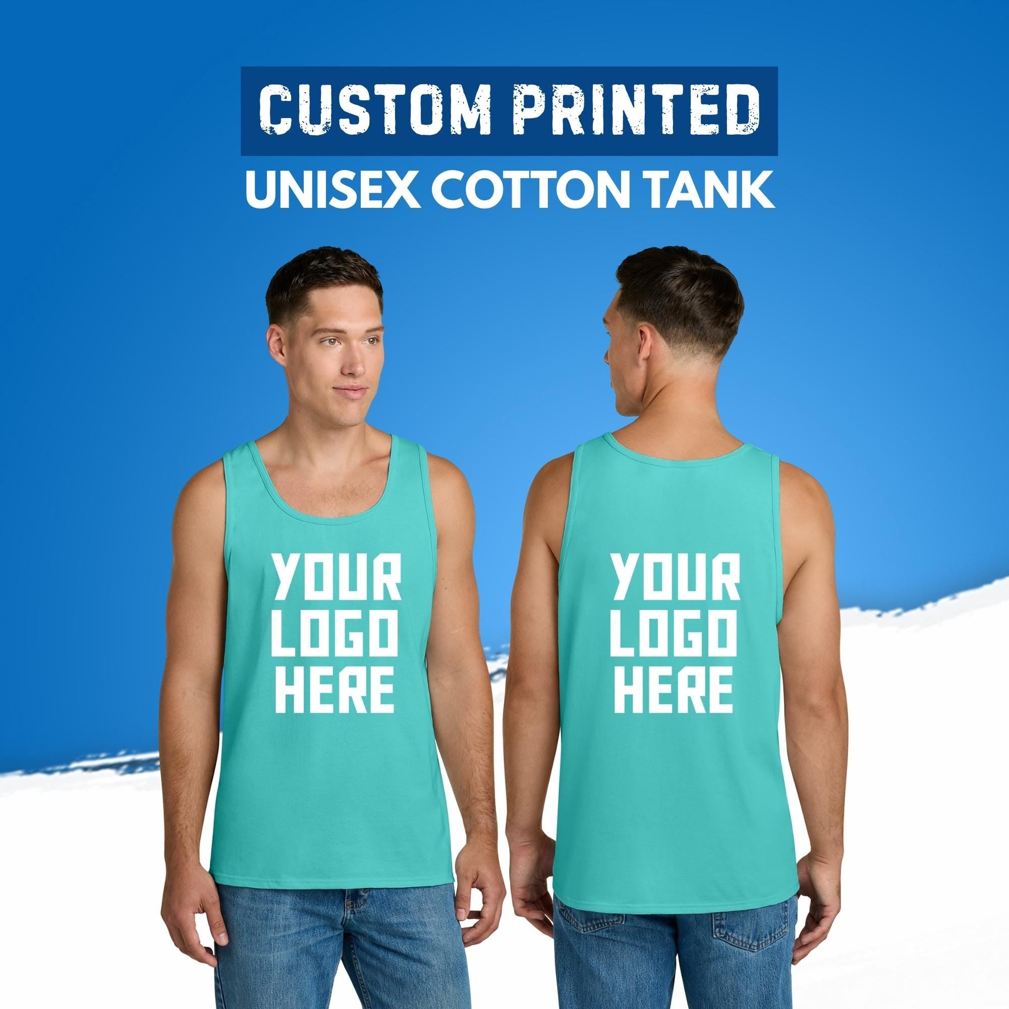 Custom Printed Unisex Cotton Tank, Add Your Text or Photo, Front Back Printing