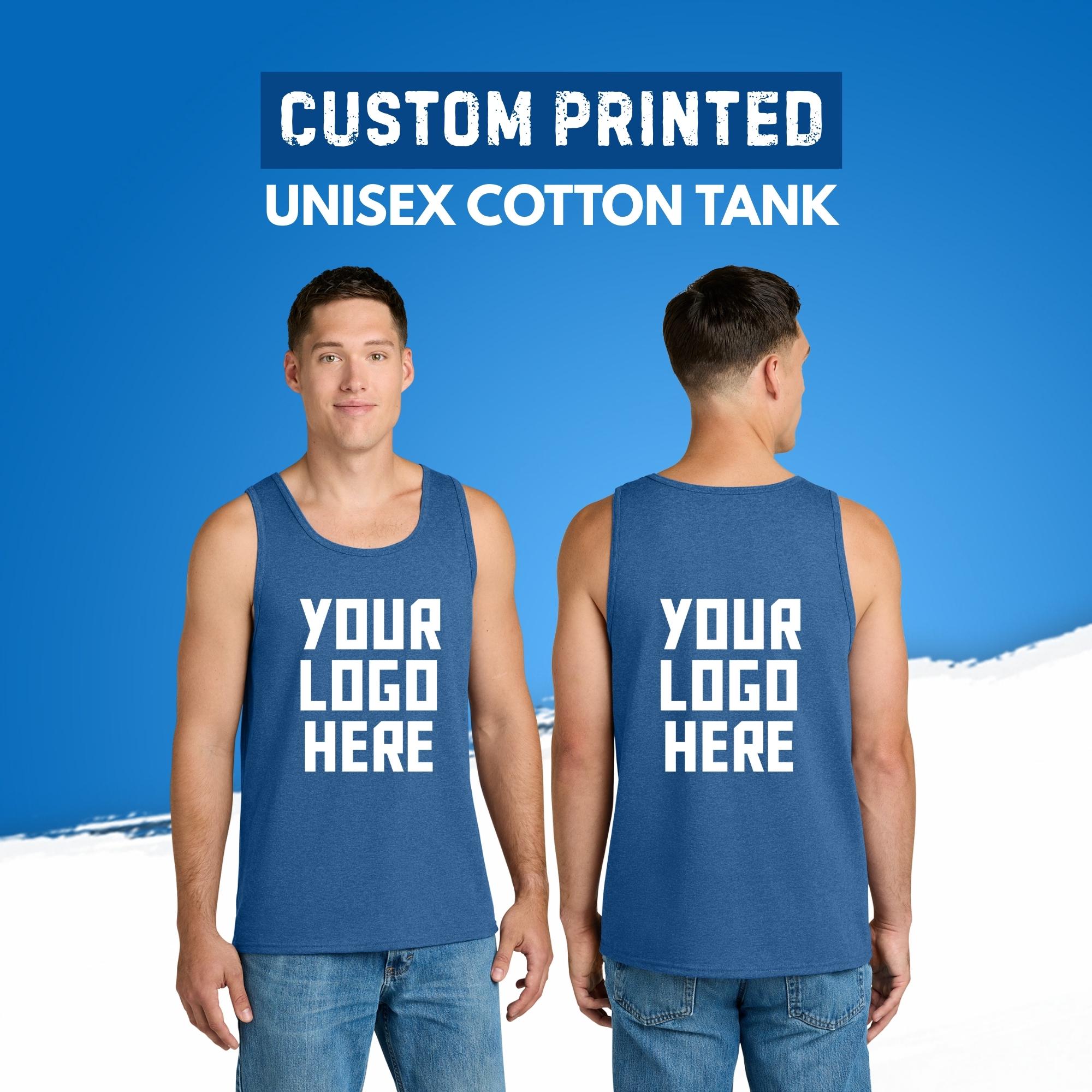 Custom Printed Unisex Cotton Tank, Add Your Text or Photo, Front Back Printing