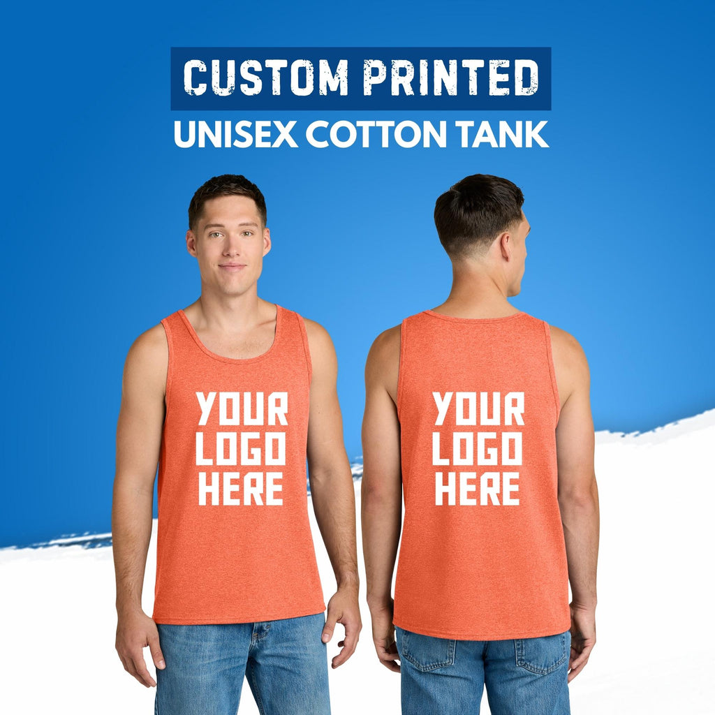 Custom Printed Unisex Cotton Tank, Add Your Text or Photo, Front Back Printing