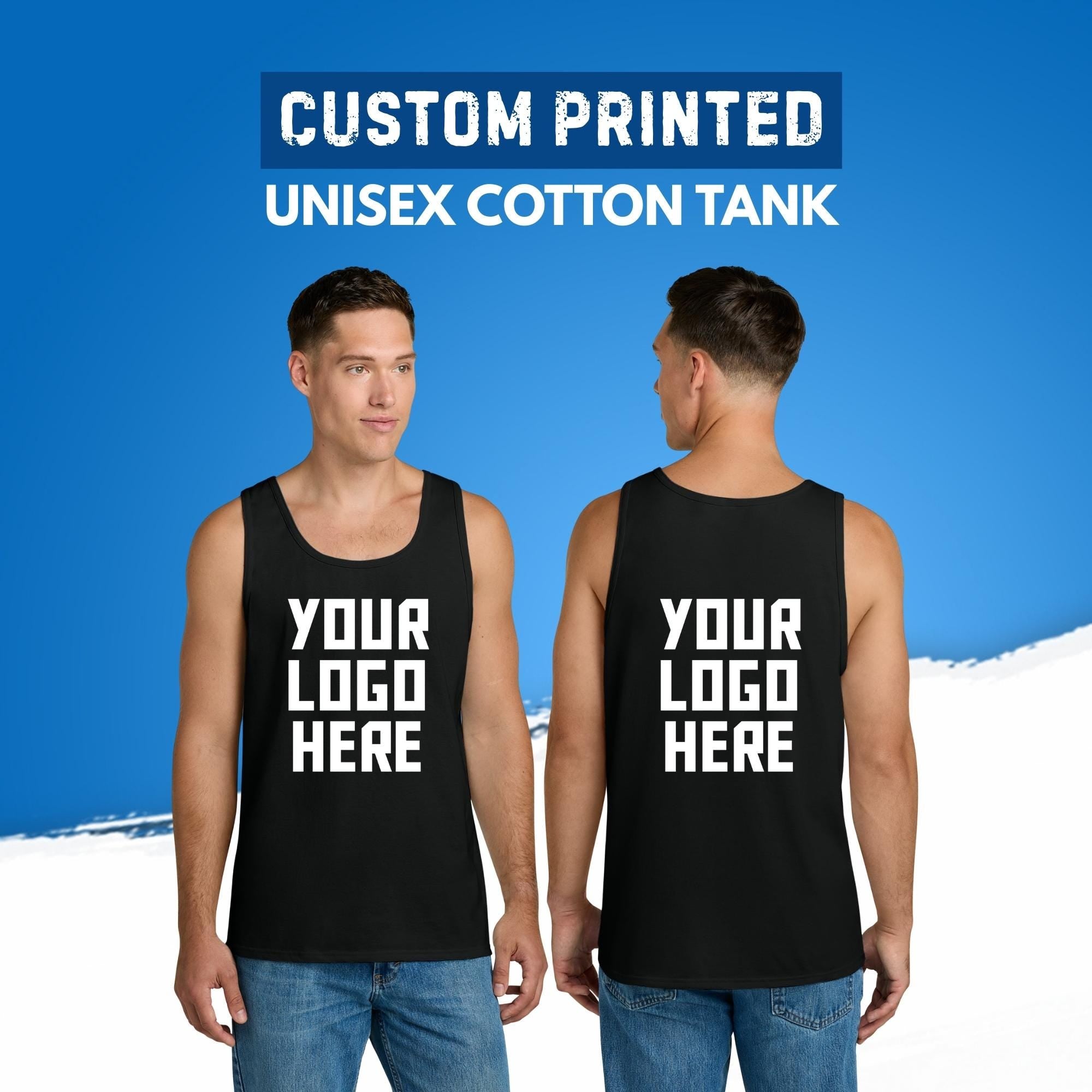 Custom Printed Unisex Cotton Tank, Add Your Text or Photo, Front Back Printing