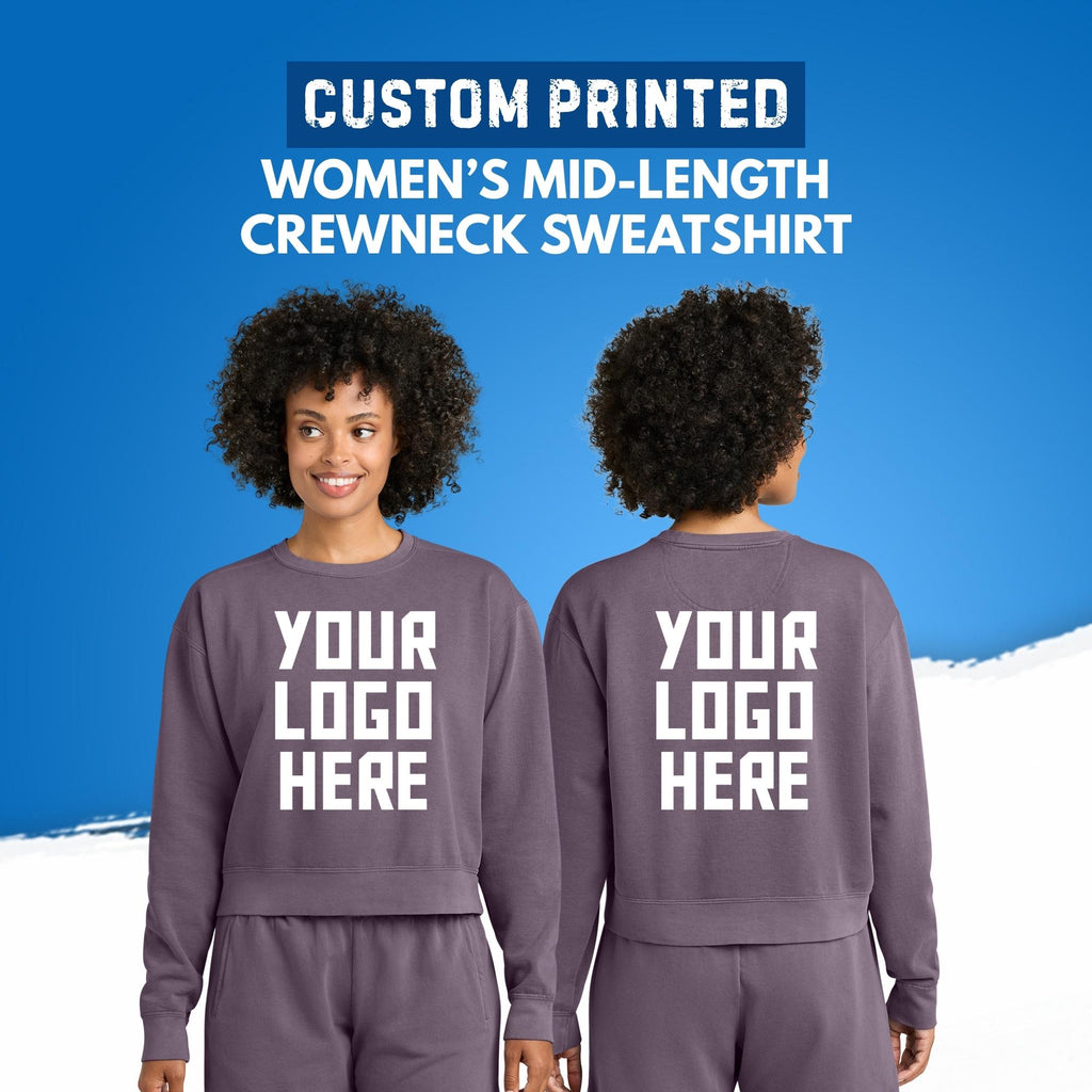 Comfort Colors® Women's Drop Shoulder Sweatshirt, Custom Printed Crewneck, Design Your Own Logo Text