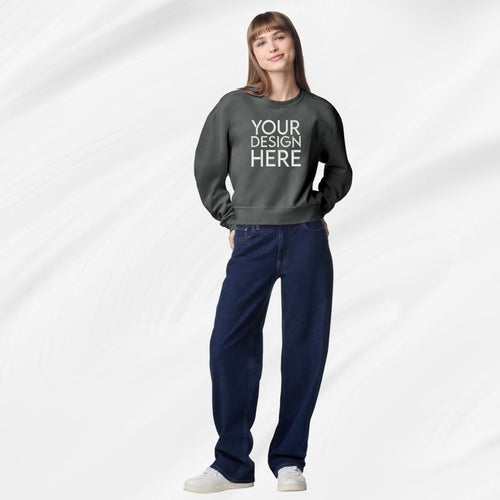 Comfort Colors® Women's Drop Shoulder Sweatshirt, Custom Printed Crewneck, Design Your Own Logo Text