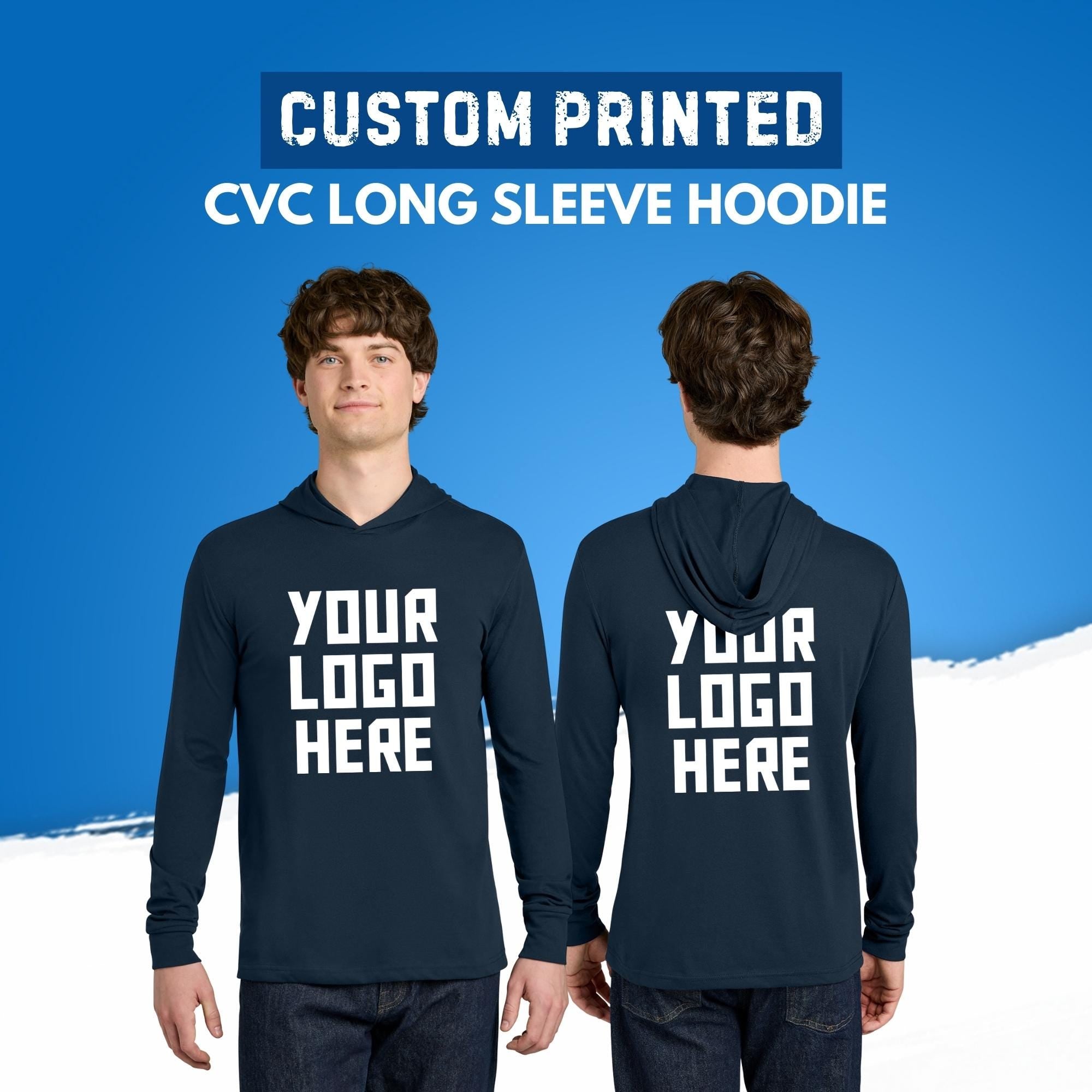 Custom Printed Long Sleeve Hoodie, Unisex Hooded Pullover, Front Back Printing