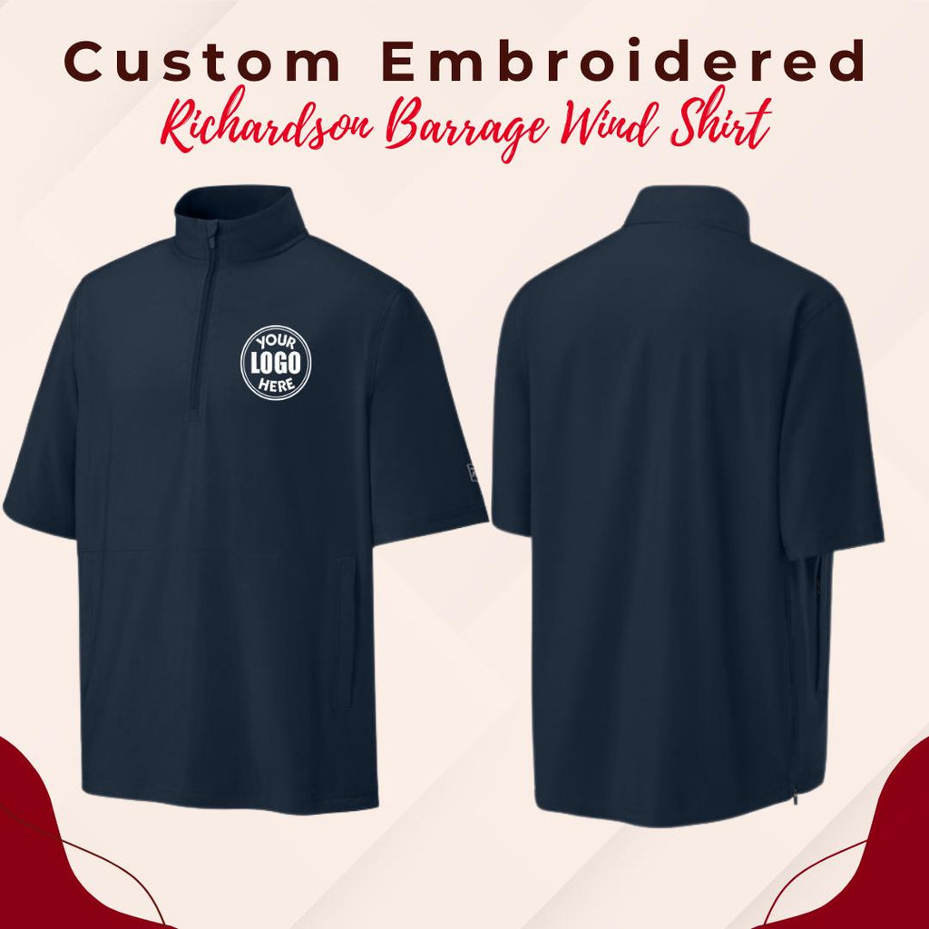 Custom Embroidered Wind Shirt, 1/2-Zip Pullover, Water Resistance Fabric, Monogram Quarter Zip,  University College Shirt
