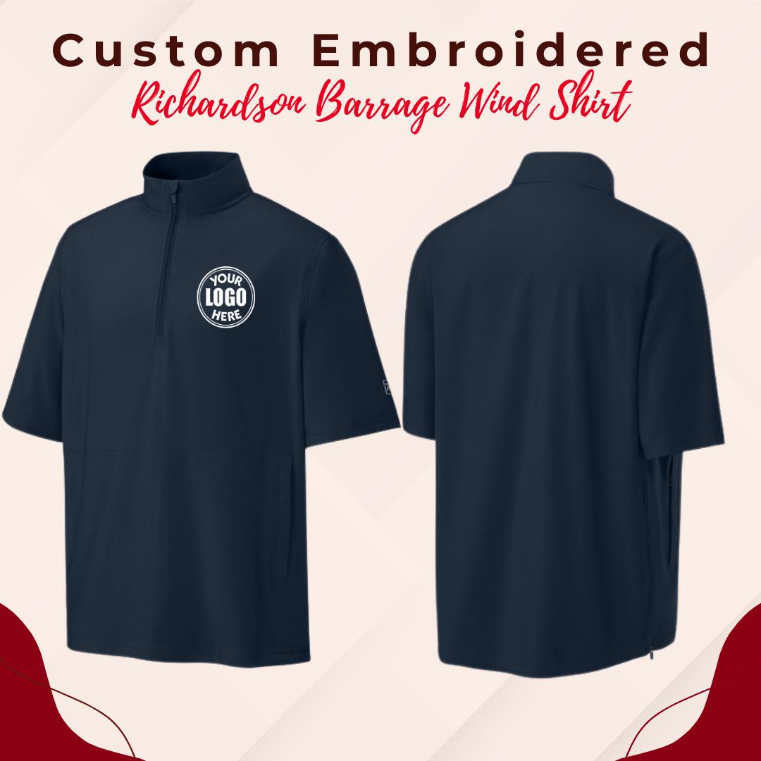 Custom Embroidered Wind Shirt, 1/2-Zip Pullover, Water Resistance Fabric, Monogram Quarter Zip,  University College Shirt