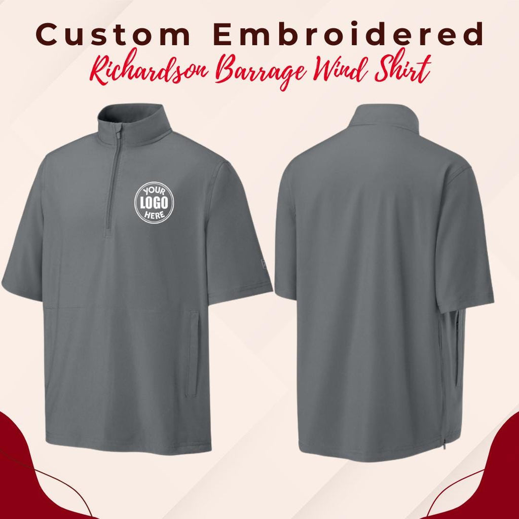 Custom Embroidered Wind Shirt, 1/2-Zip Pullover, Water Resistance Fabric, Monogram Quarter Zip,  University College Shirt