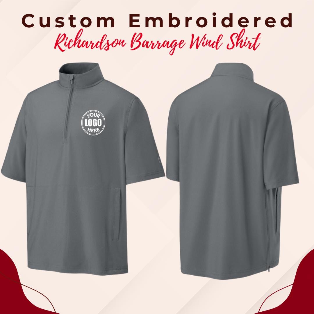 Custom Embroidered Wind Shirt, 1/2-Zip Pullover, Water Resistance Fabric, Monogram Quarter Zip,  University College Shirt