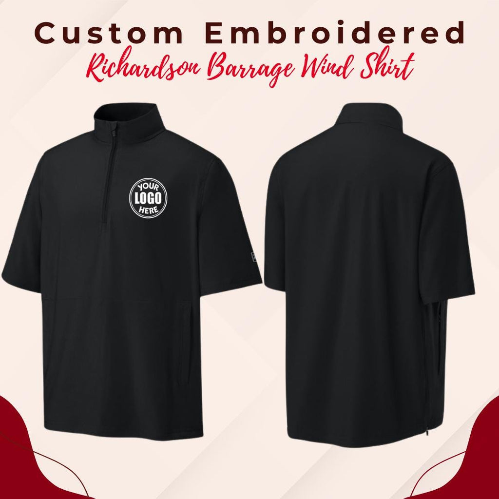 Custom Embroidered Wind Shirt, 1/2-Zip Pullover, Water Resistance Fabric, Monogram Quarter Zip,  University College Shirt