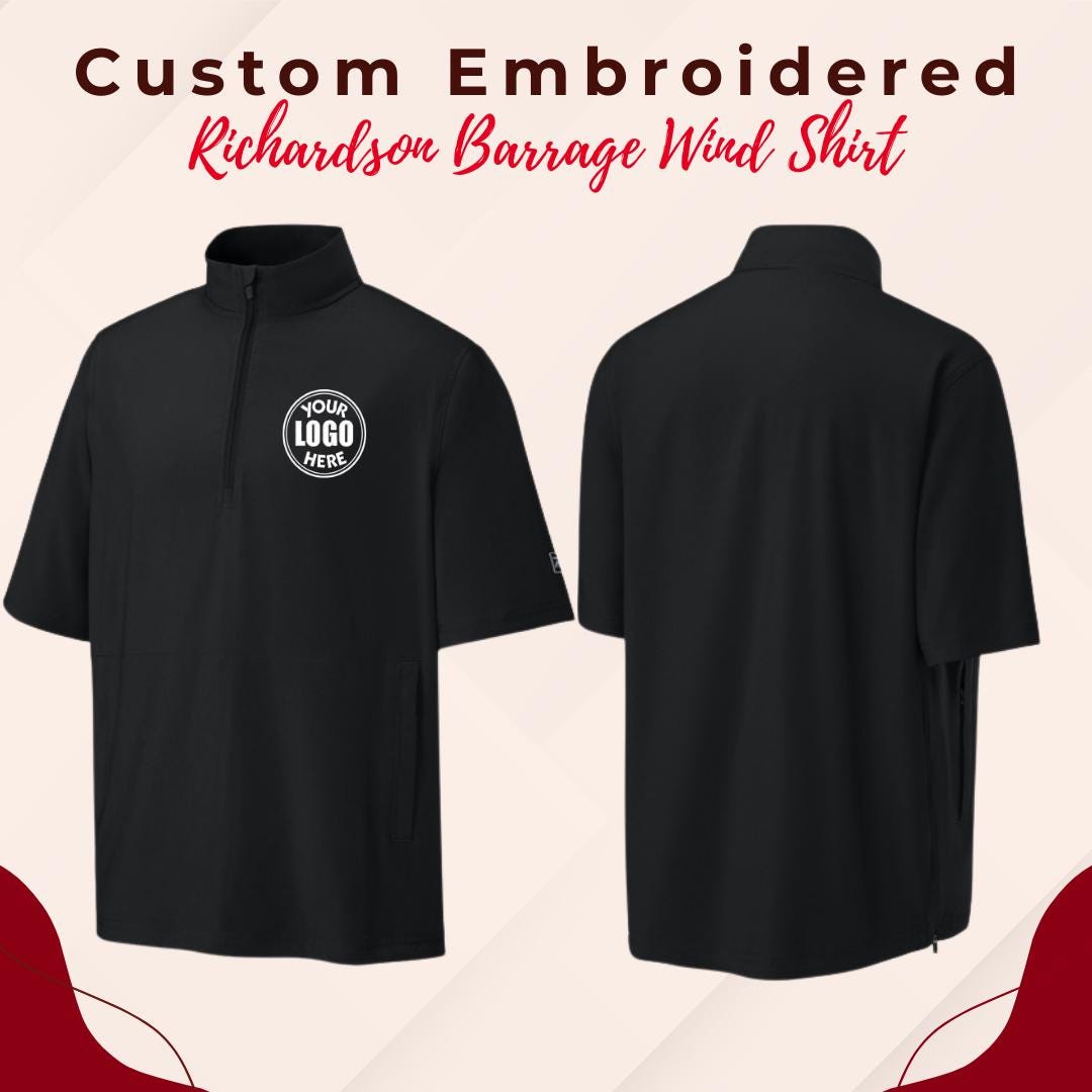 Custom Embroidered Wind Shirt, 1/2-Zip Pullover, Water Resistance Fabric, Monogram Quarter Zip,  University College Shirt