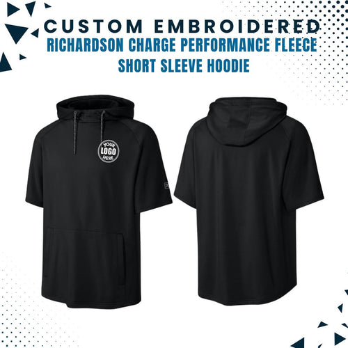 Custom Embroidered Fleece Hoodie, Performance Short Sleeve Hoodie, Personalized Embroidered Hoodie, Your Text Here