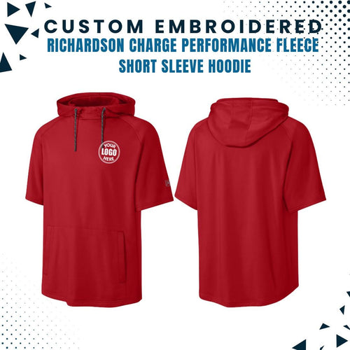 Custom Embroidered Fleece Hoodie, Performance Short Sleeve Hoodie, Personalized Embroidered Hoodie, Your Text Here