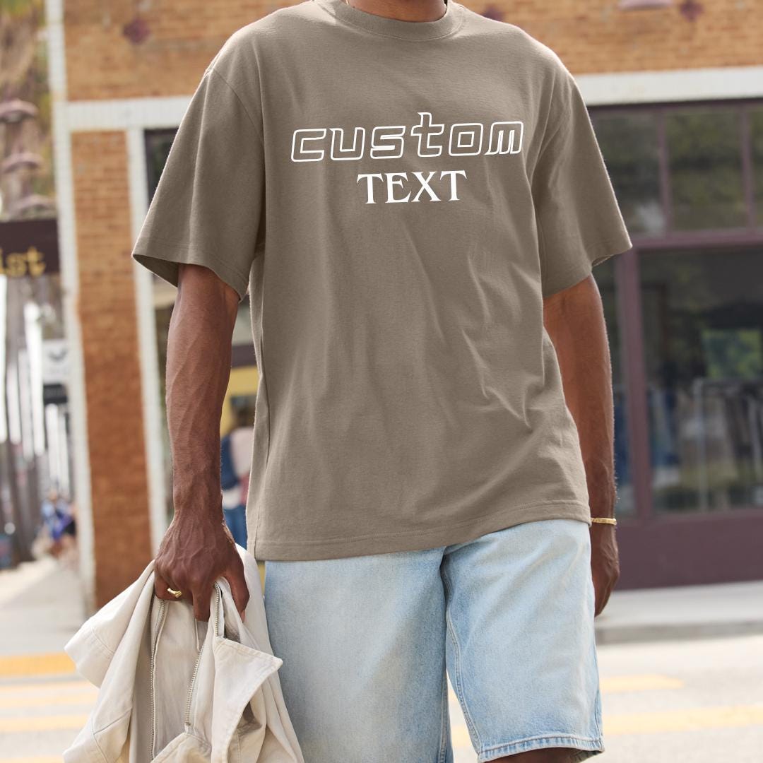 Custom Oversized Cotton T-Shirt: Personalized Front Back Printing, Unisex Streetwear Tee, Drop Shoulder