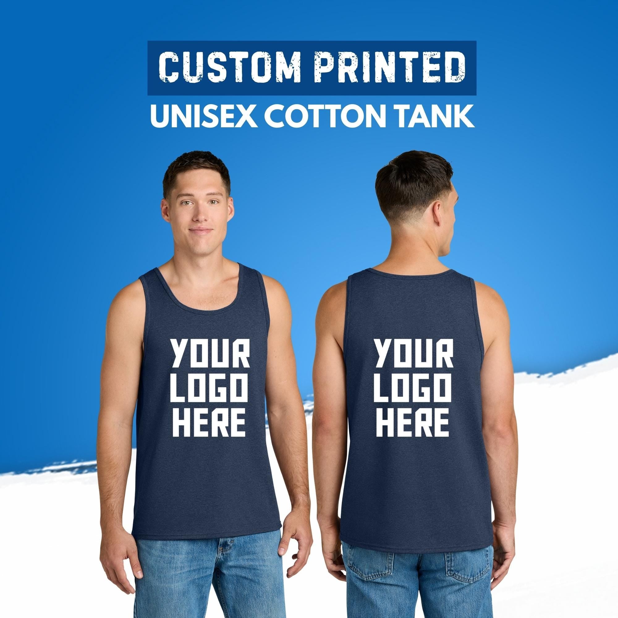 Custom Printed Unisex Cotton Tank, Add Your Text or Photo, Front Back Printing