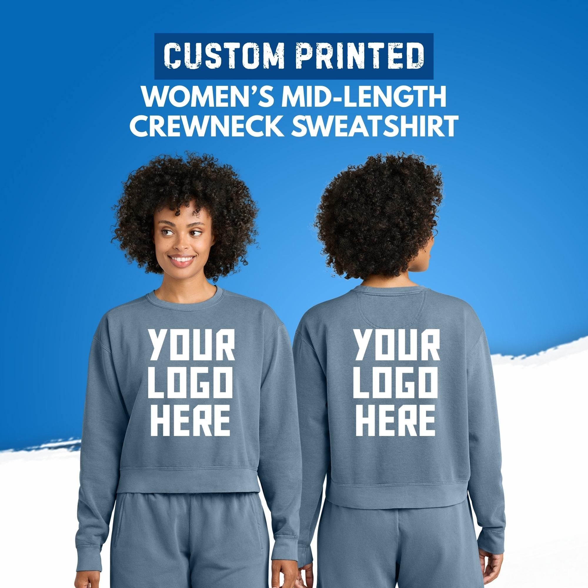 Comfort Colors® Women's Drop Shoulder Sweatshirt, Custom Printed Crewneck, Design Your Own Logo Text
