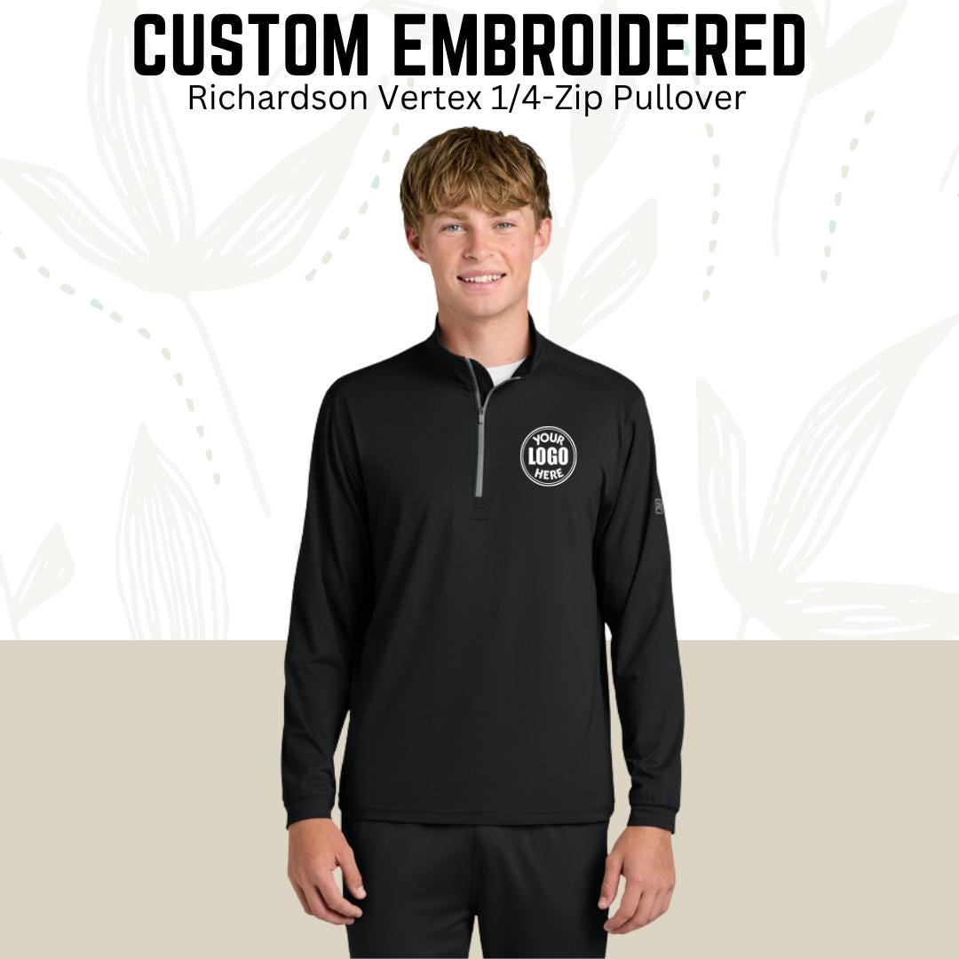 Custom Embroidered 1/4-Zip Pullover: Personalized Text & Logo, Richardson Quarter Zip
