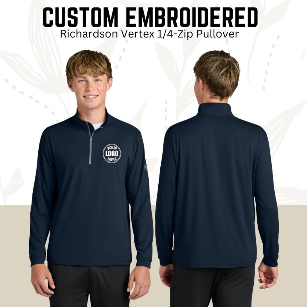 Custom Embroidered 1/4-Zip Pullover: Personalized Text & Logo, Richardson Quarter Zip