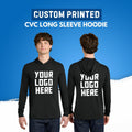 Custom Printed Long Sleeve Hoodie, Unisex Hooded Pullover, Front Back Printing