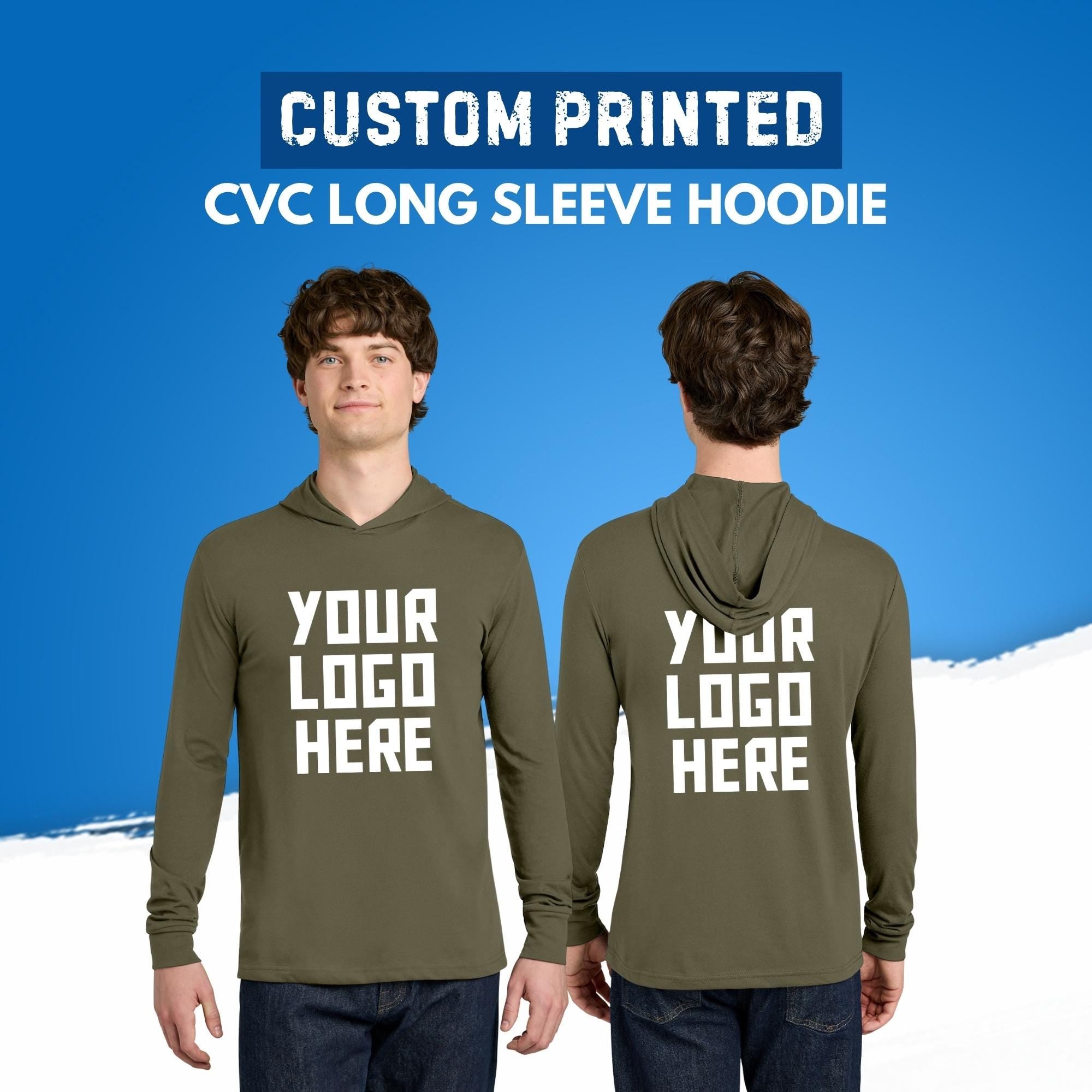 Custom Printed Long Sleeve Hoodie, Unisex Hooded Pullover, Front Back Printing