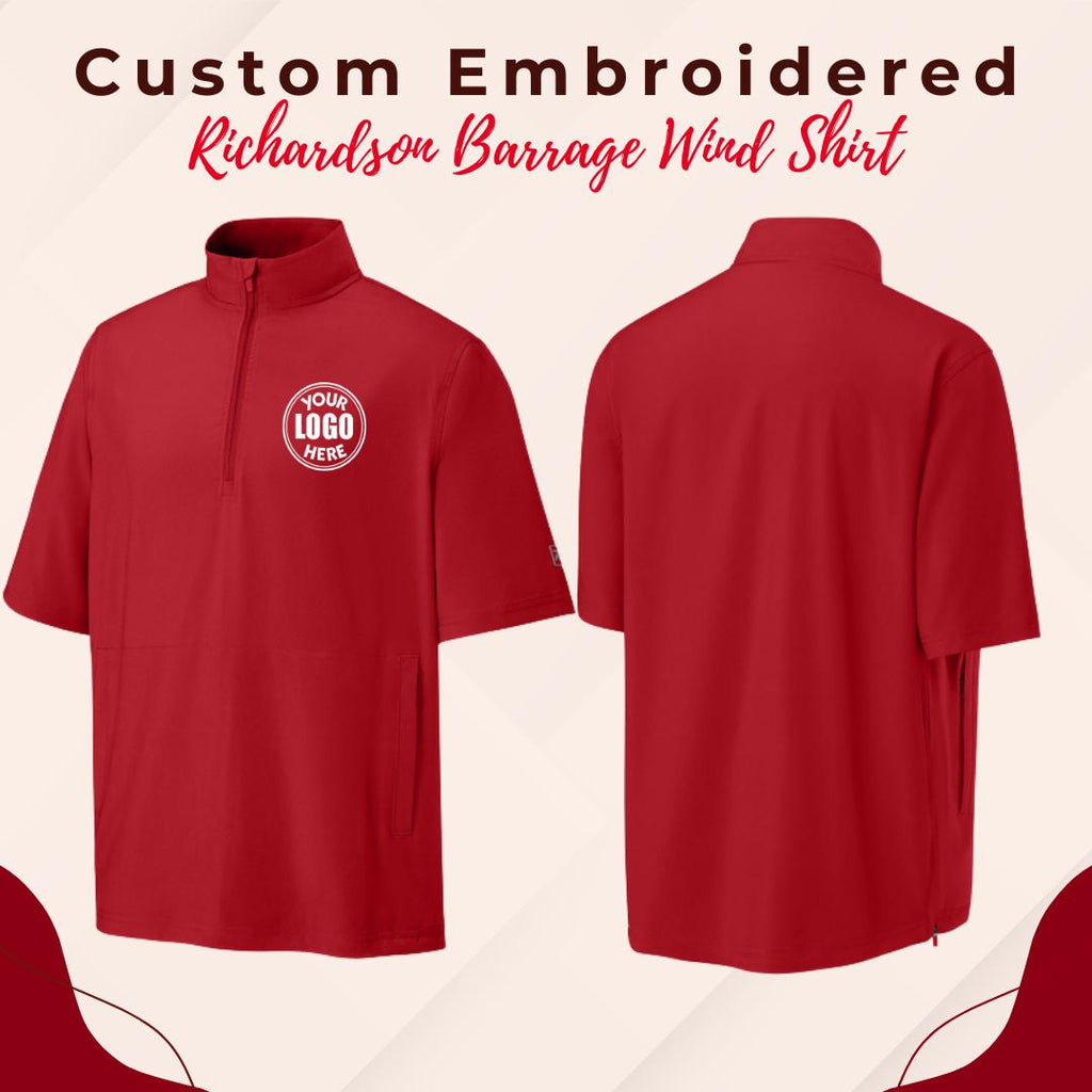 Custom Embroidered Wind Shirt, 1/2-Zip Pullover, Water Resistance Fabric, Monogram Quarter Zip,  University College Shirt