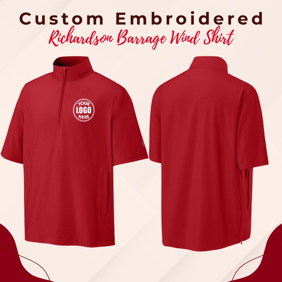 Custom Embroidered Wind Shirt, 1/2-Zip Pullover, Water Resistance Fabric, Monogram Quarter Zip,  University College Shirt