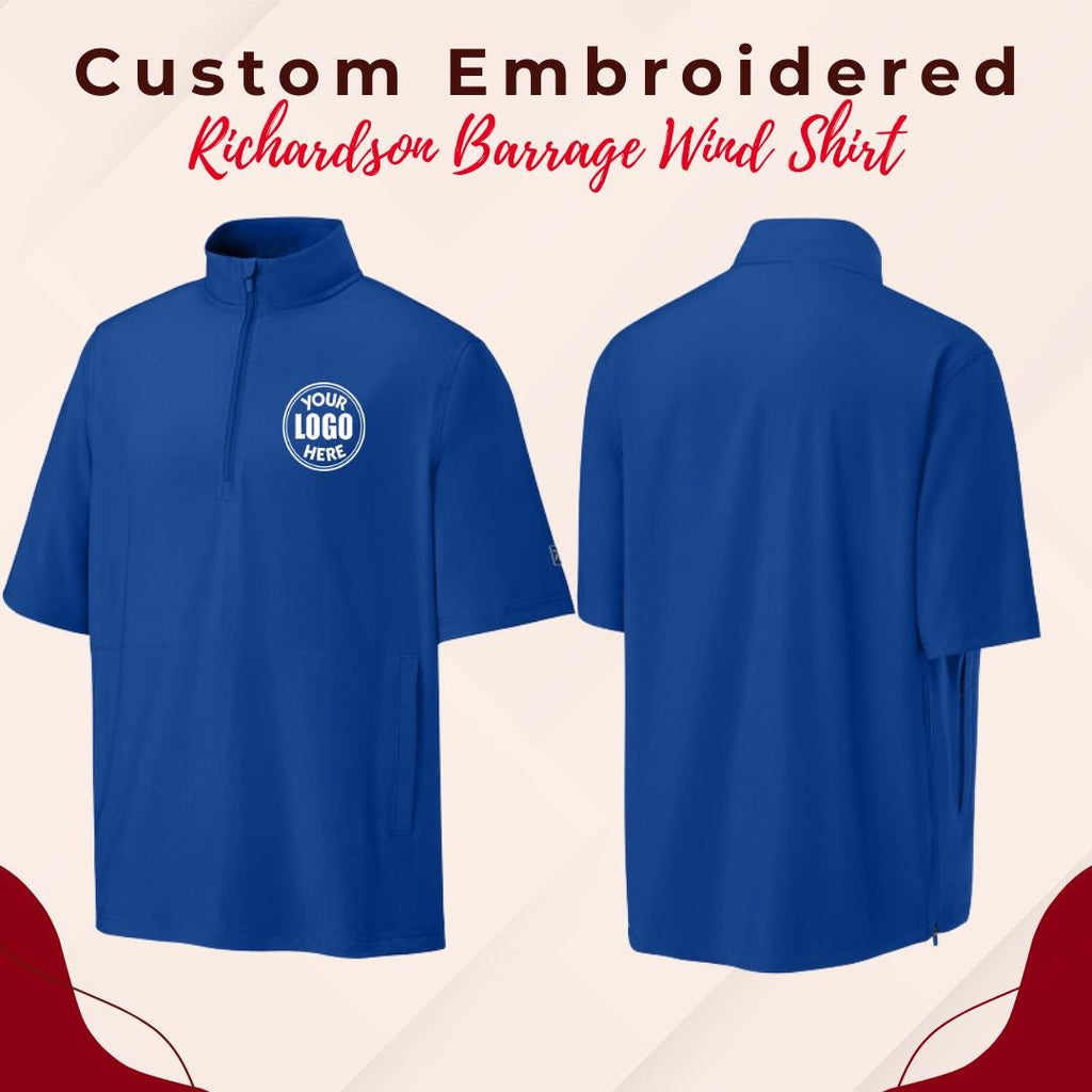 Custom Embroidered Wind Shirt, 1/2-Zip Pullover, Water Resistance Fabric, Monogram Quarter Zip,  University College Shirt