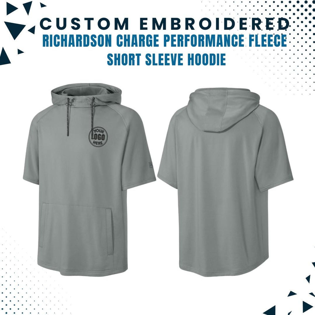 Custom Embroidered Fleece Hoodie, Performance Short Sleeve Hoodie, Personalized Embroidered Hoodie, Your Text Here