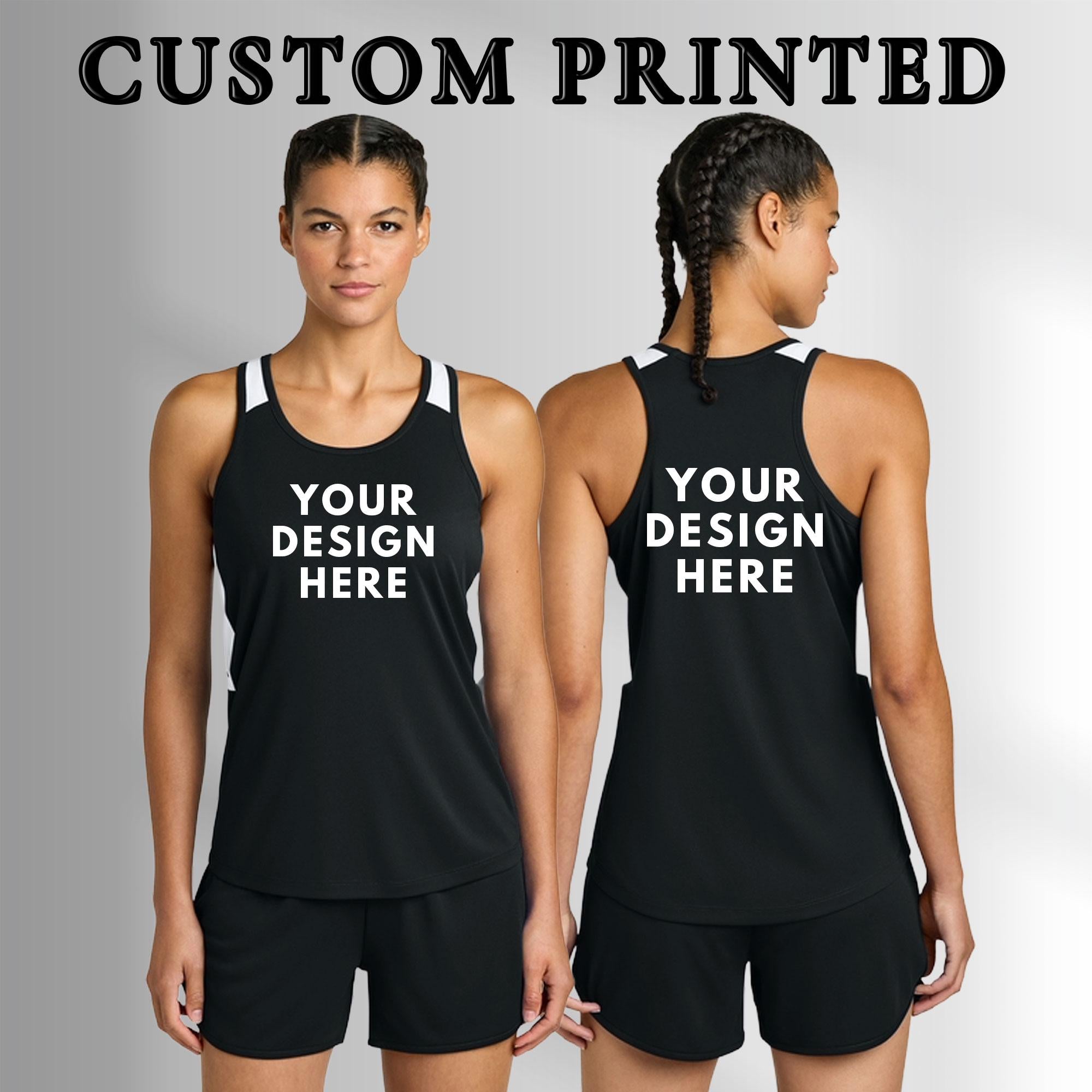 Custom Sport-Tek® Women's  Club Track Tank, Women's Dri Fit Tnank, Front Back Printing