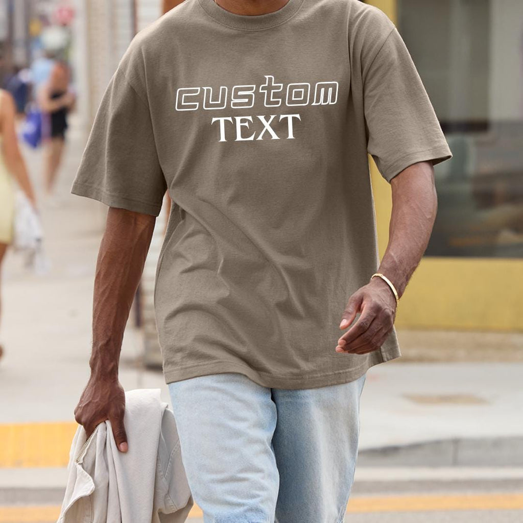 Custom Oversized Cotton T-Shirt: Personalized Front Back Printing, Unisex Streetwear Tee, Drop Shoulder