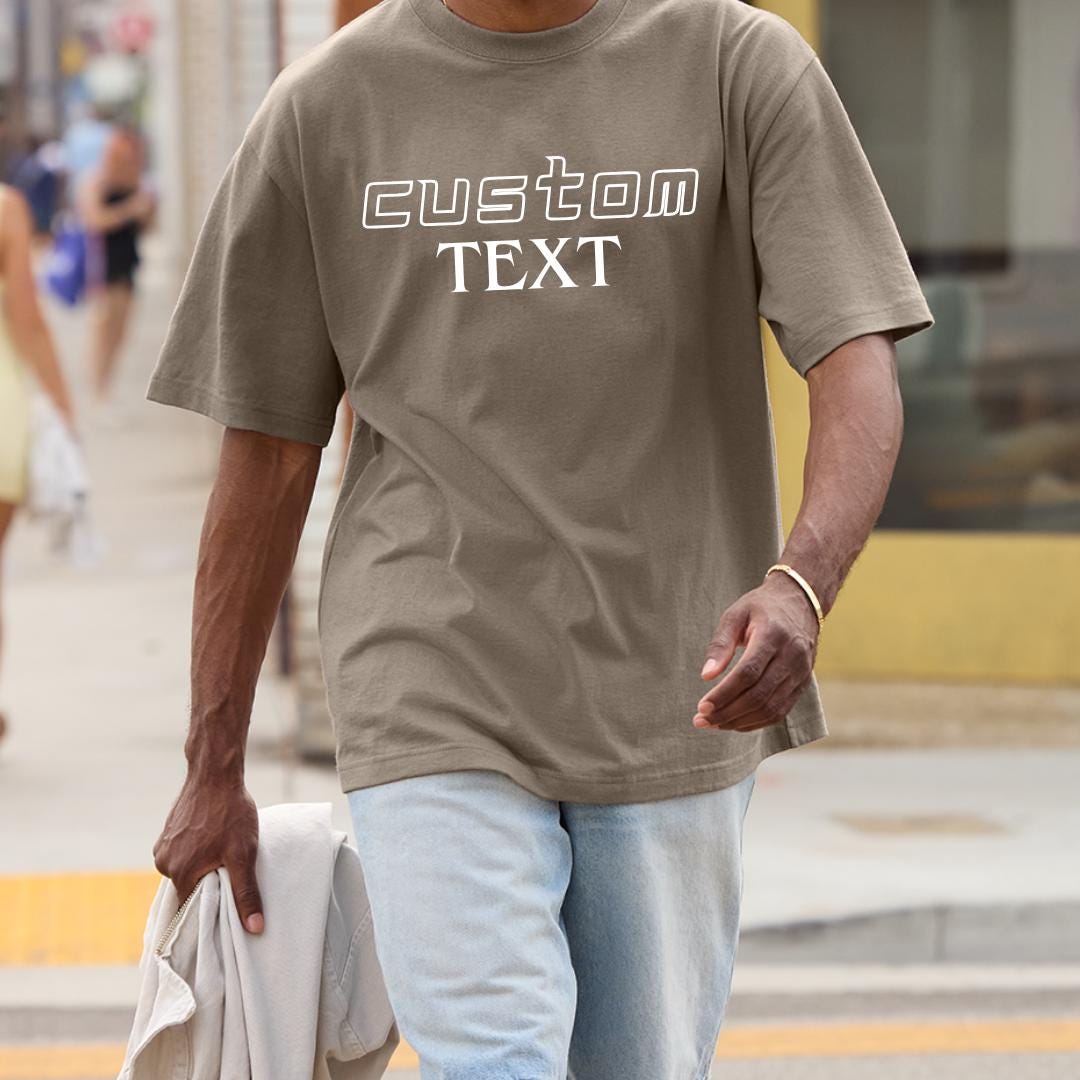 Custom Oversized Cotton T-Shirt: Personalized Front Back Printing, Unisex Streetwear Tee, Drop Shoulder