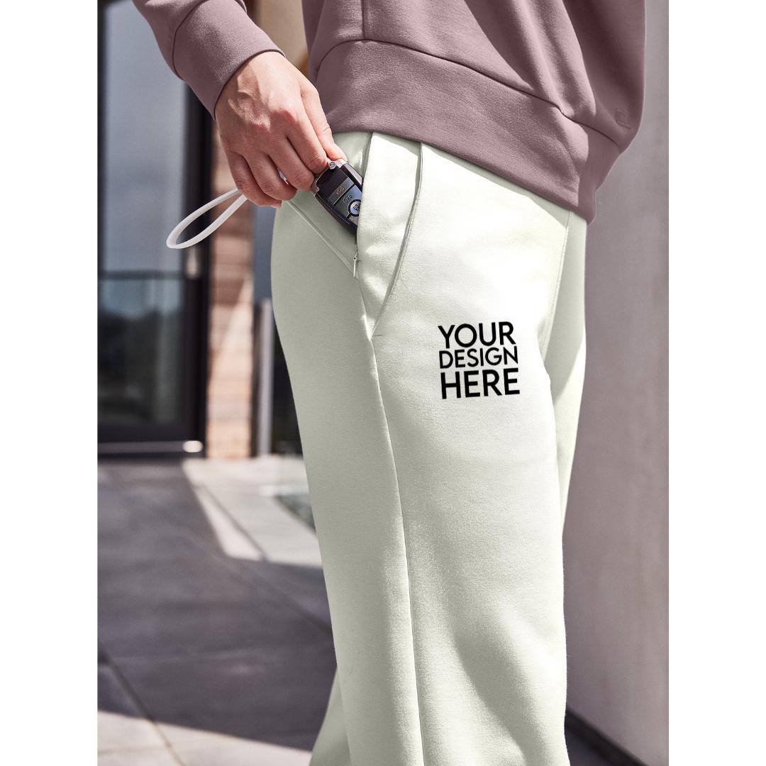 Custom Embroidered Womens Fleece Sweatpants, Open-Bottom Sweatpant, Personalized Baggy Pants