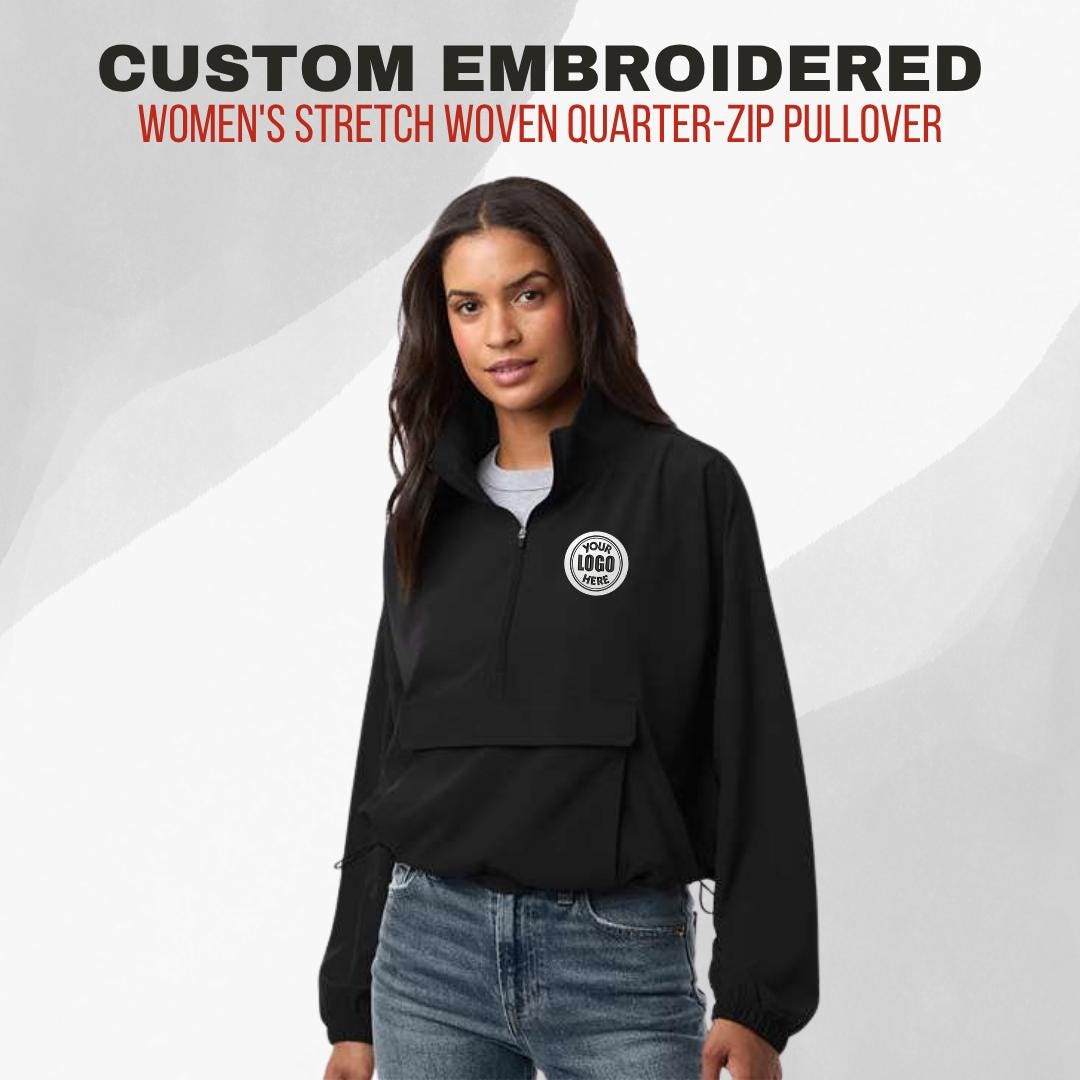 Personalized Logo Embroidered Womens Quarter Zip, Half Zip Sweatshirts, Custom Logo Jacket, Minimalist Workwear