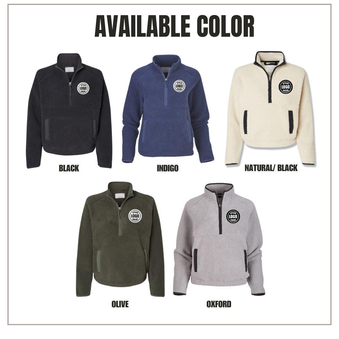 Custom Logo Quarter Zip, Sherpa Pullover, Monogram Fleece Jacket Women, Custom Sweatshirts Half Zip, Mothers Days Gift