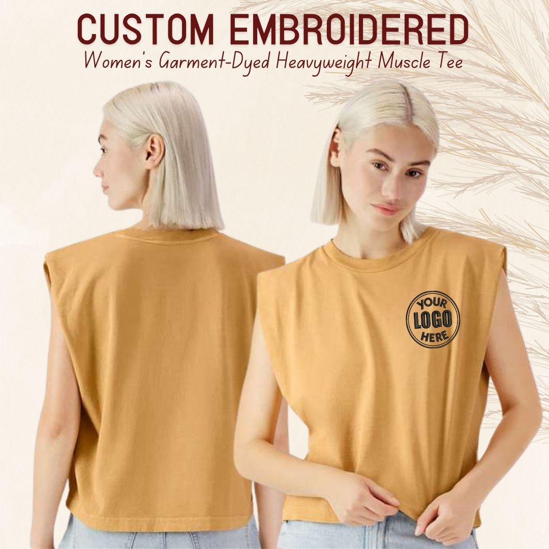 Custom Embroidered Women's Muscle Tank, Garment Dyed Heavyweight U.S cotton Tee