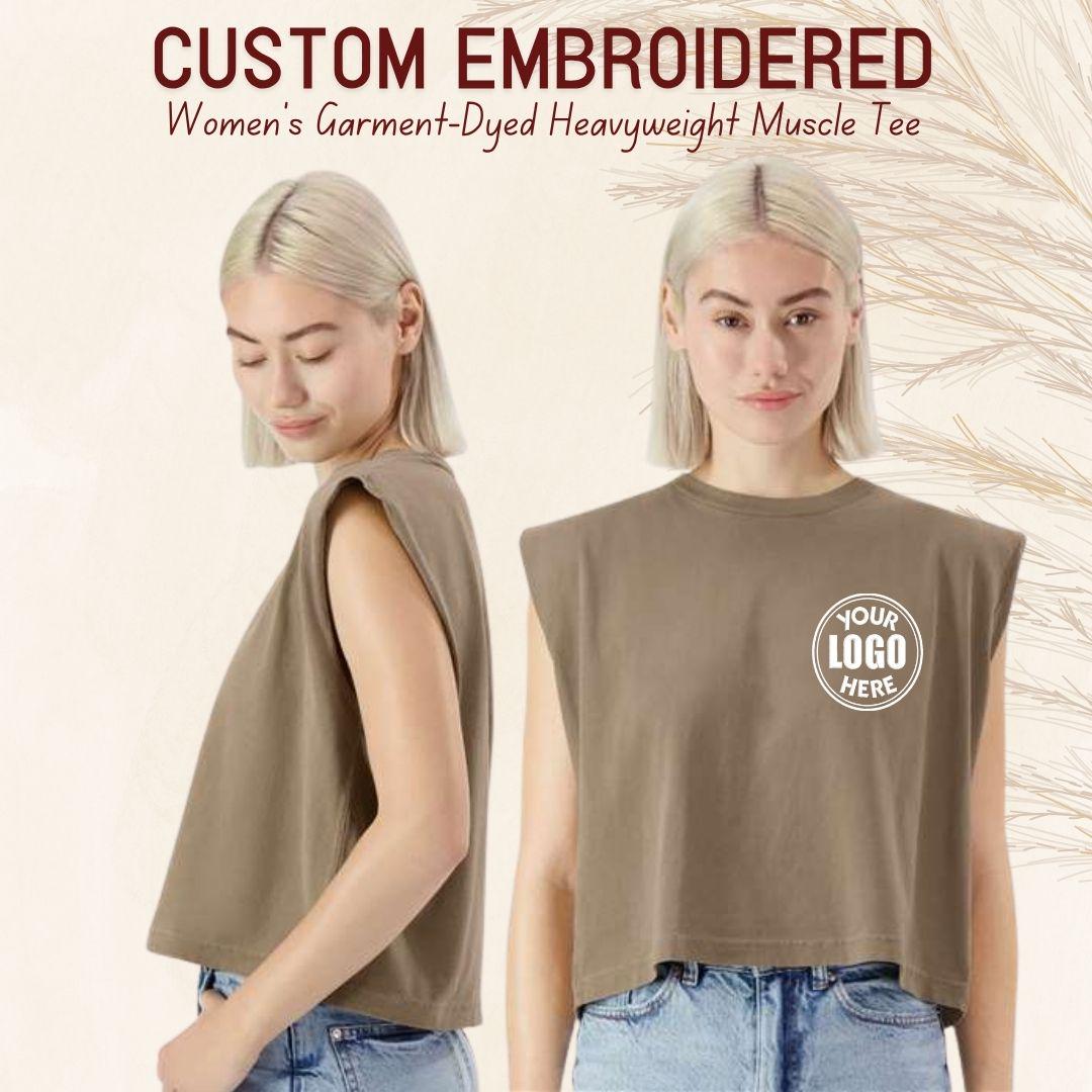 Custom Embroidered Women's Muscle Tank, Garment Dyed Heavyweight U.S cotton Tee