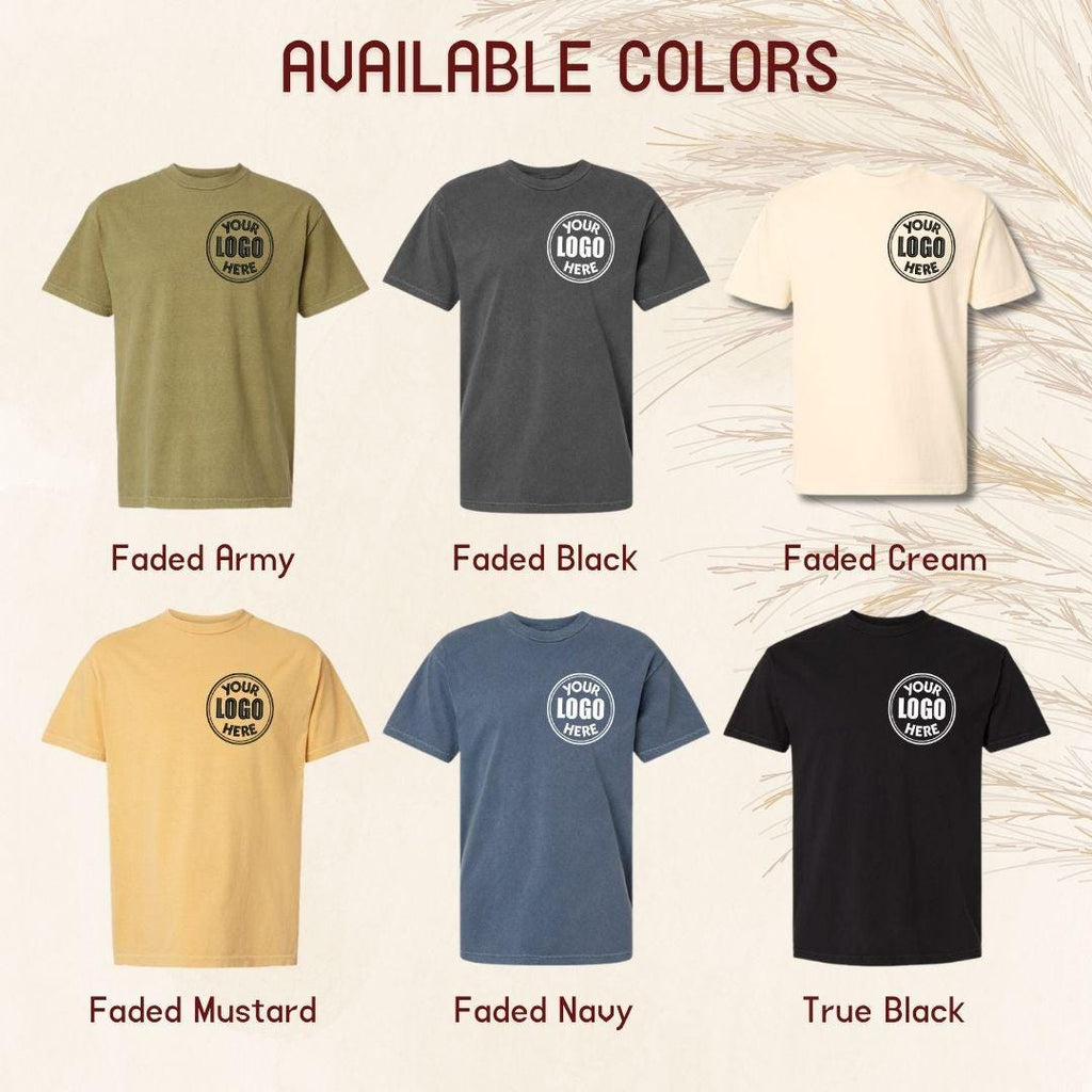 Custom Logo Embroidered Heavyweight Tee, Garment Dyed Unisex Shirt, Custom Streetwear Shirt