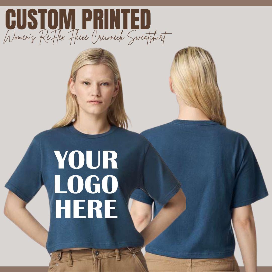 Custom Women's Boxy Tee Personalized Cotton Drop Shoulder Crop T-Shirt Graphic Shirt