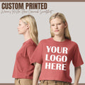 Custom Women's Boxy Tee Personalized Cotton Drop Shoulder Crop T-Shirt Graphic Shirt