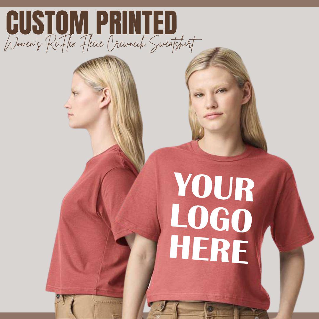Custom Women's Boxy Tee Personalized Cotton Drop Shoulder Crop T-Shirt Graphic Shirt