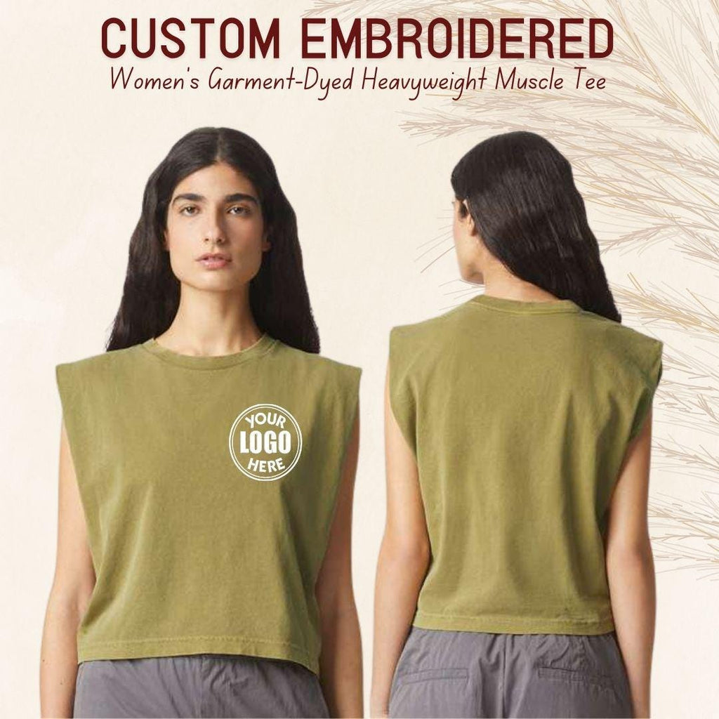 Custom Embroidered Women's Muscle Tank, Garment Dyed Heavyweight U.S cotton Tee
