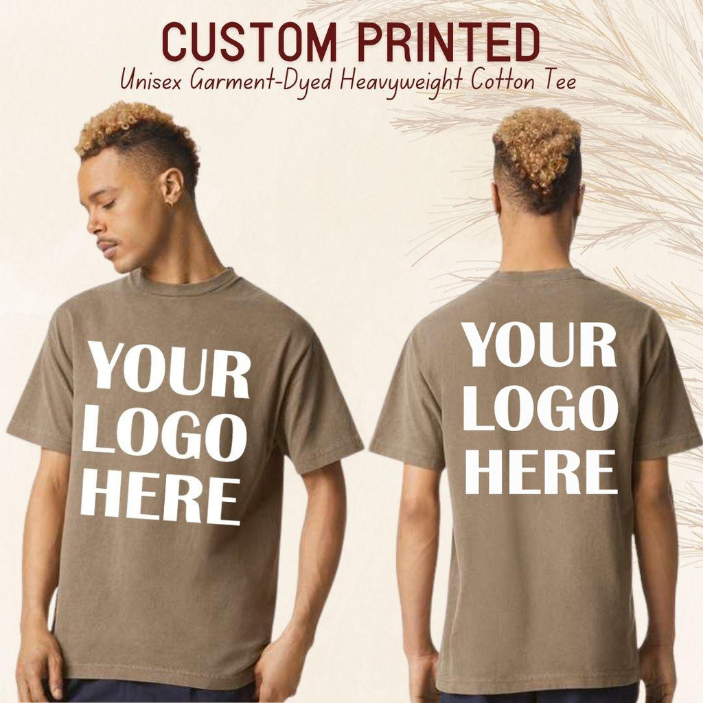 Personalized Front & Back Print T-Shirt, Custom Logo Heavyweight Tee, Garment Dyed Unisex Shirt, Custom Graphic Streetwear Tee