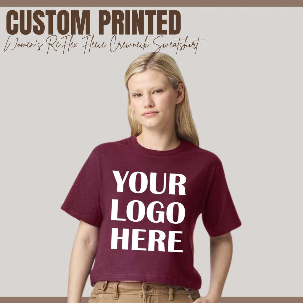 Custom Women's Boxy Tee Personalized Cotton Drop Shoulder Crop T-Shirt Graphic Shirt